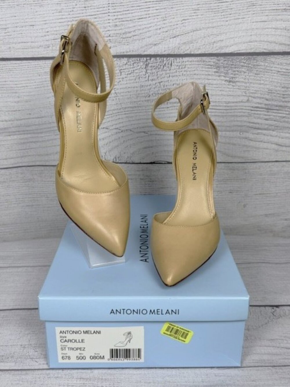 🤎 Antonio Melani Carolle Nude Leather Ankle Strap Heels Size 8M